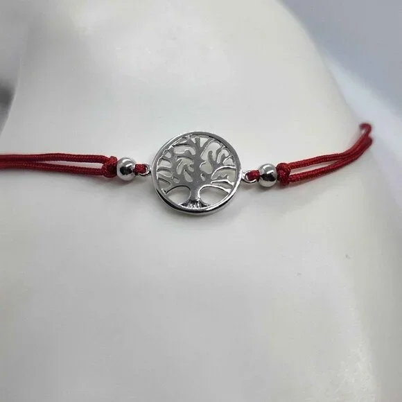 Tree of Life Bracelet – 925 Sterling Silver Charm, Adjustable Red String - Picture 3 of 3
